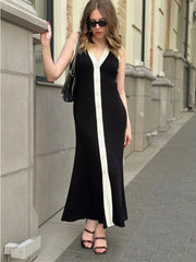 V-Neck Knit Cardigan Maxi Dress