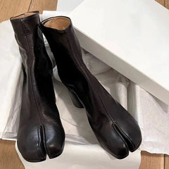 Soft Leather Tabi Ankle Boots