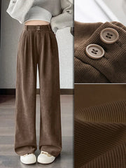 High Waist Straight Leg Pants with Pockets