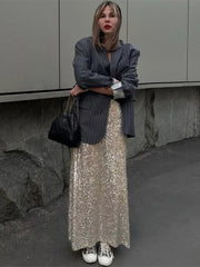 Sequin Glitter Maxi Skirt