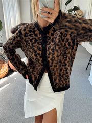 Leopard Print Cardigan – Loose Fit Cropped Sweater