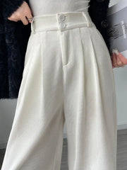 High Waist Straight Leg Pants with Pockets