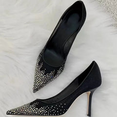 Luxury Rhinestones Mesh Women Pumps