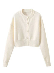 White Knit Cardigan – Loose High-Waist Sweater