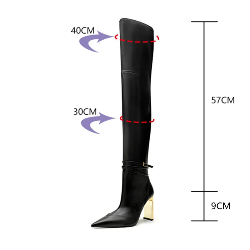 Fashion Autumn Winter Soft Leather Thigh High Boots