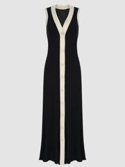 V-Neck Knit Cardigan Maxi Dress