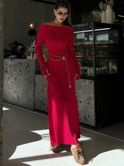 Fashion Knit Off-Shoulder Knit Maxi Dress