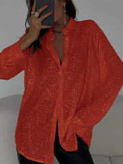 Sequin Lapel Cardigan – Glitter Party Blouse